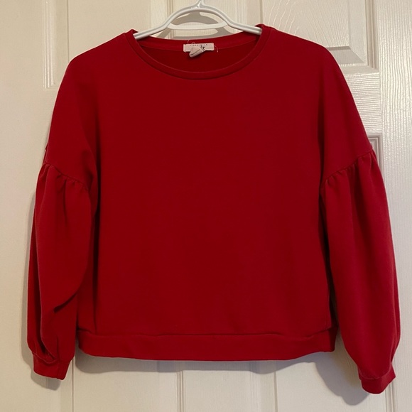 Red balloon-sleeved sweater - Picture 2 of 3